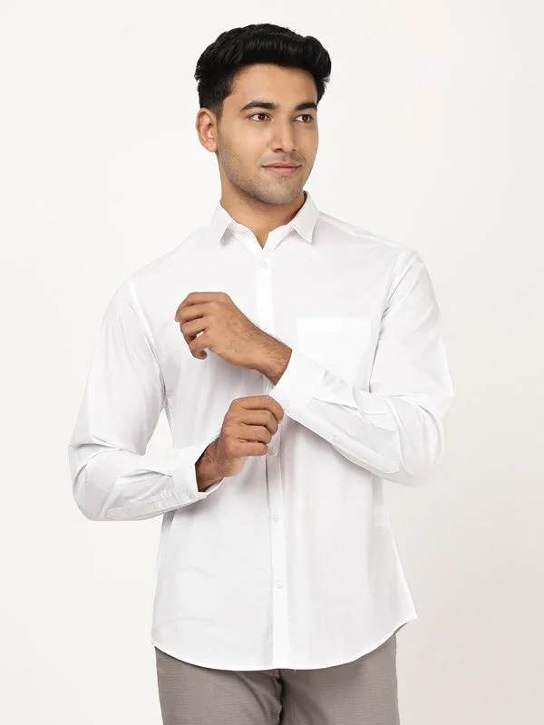 Men's Solid Full Sleeves Cotton Stretch Shirt - Image 17