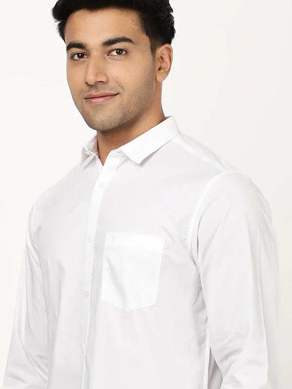 Men's Solid Full Sleeves Cotton Stretch Shirt - Image 18