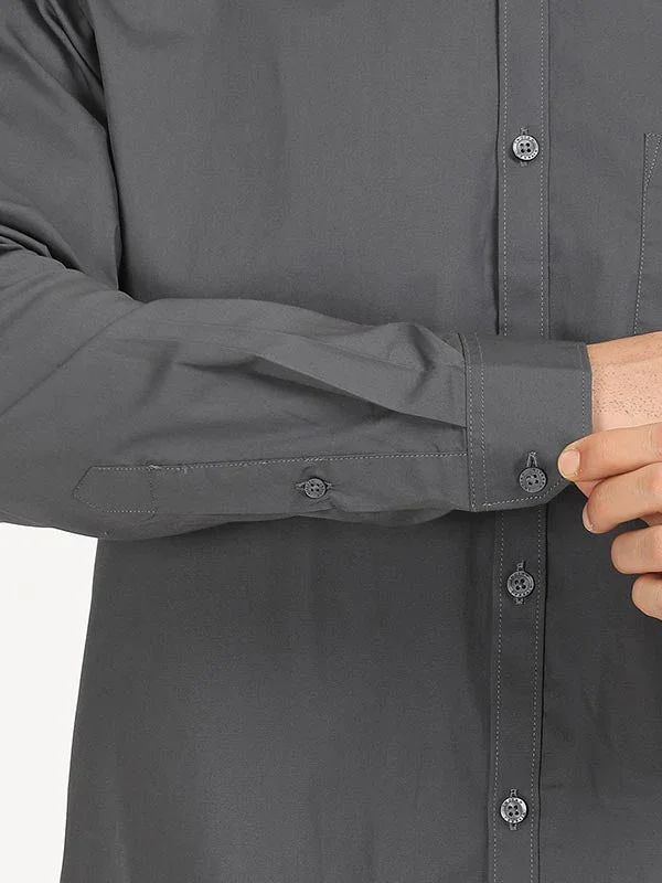 Men's Solid Full Sleeves Cotton Stretch Shirt - Image 4