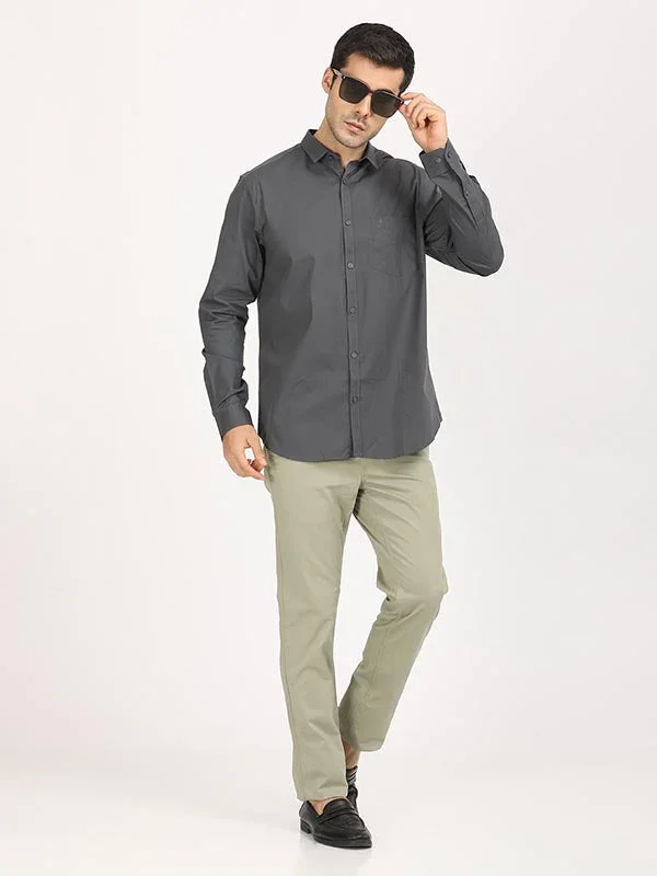 Men's Solid Full Sleeves Cotton Stretch Shirt - Image 5