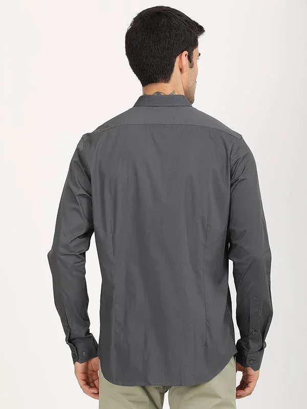 Men's Solid Full Sleeves Cotton Stretch Shirt - Image 6