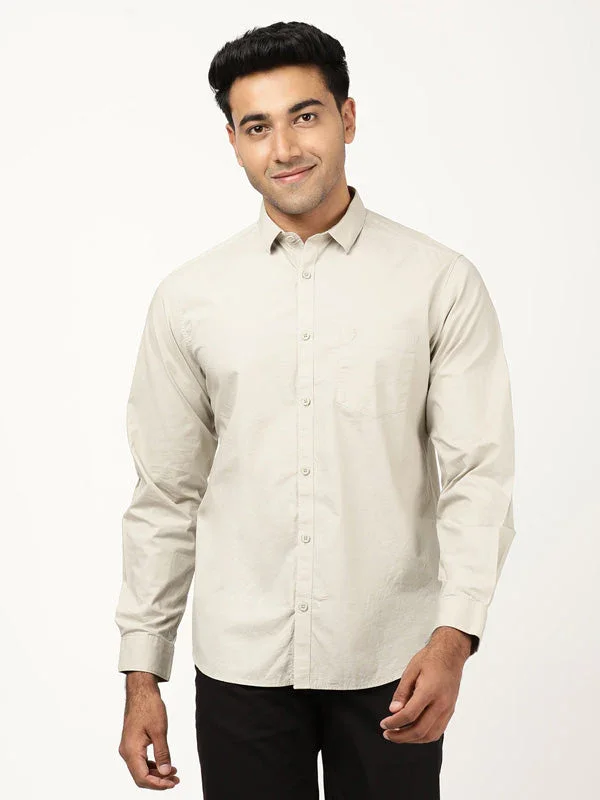 Men's Solid Full Sleeves Cotton Stretch Shirt - Image 7