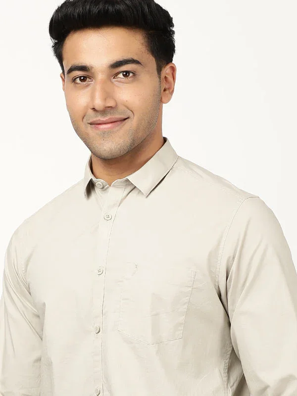 Men's Solid Full Sleeves Cotton Stretch Shirt - Image 8