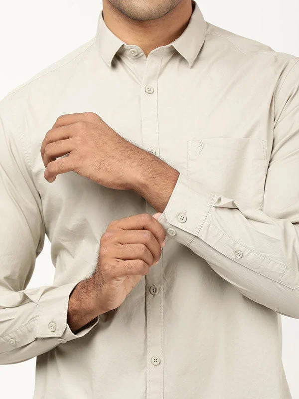 Men's Solid Full Sleeves Cotton Stretch Shirt - Image 9