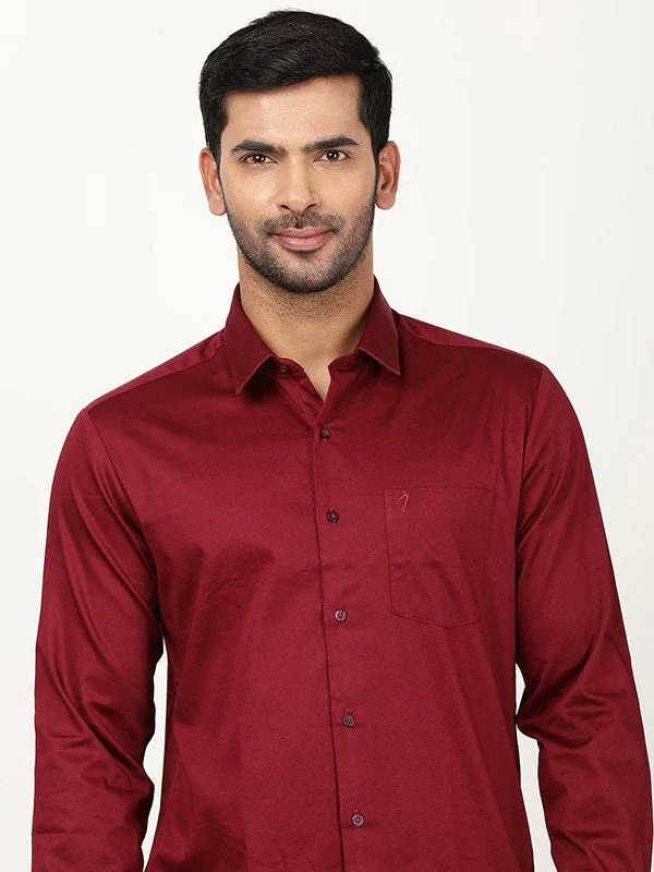 Men's Solid Full Sleeves Cotton Stretch Shirt - Image 22