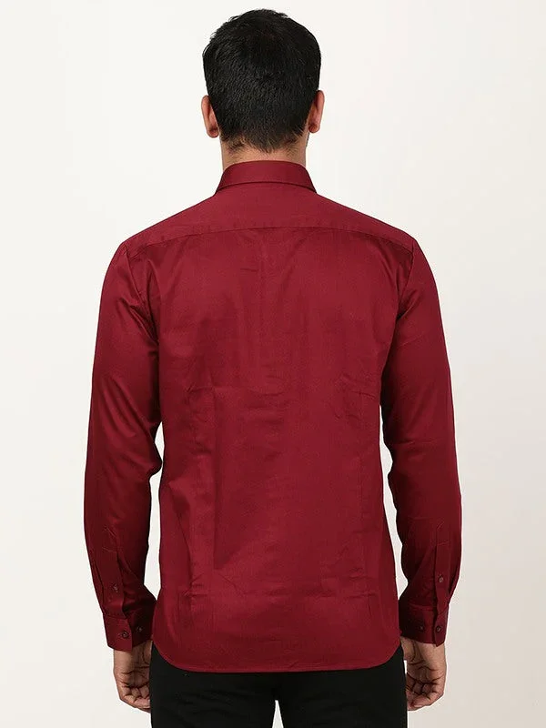 Men's Solid Full Sleeves Cotton Stretch Shirt - Image 25