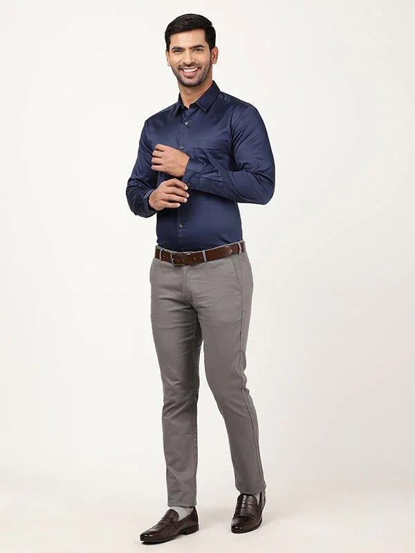 Men's Solid Full Sleeves Cotton Stretch Shirt - Image 29