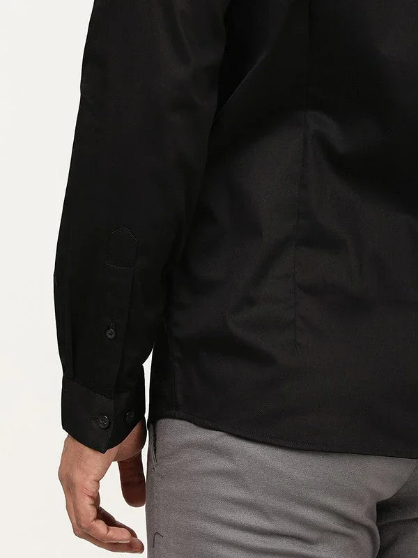 Men's Solid Full Sleeves Cotton Stretch Shirt - Image 3