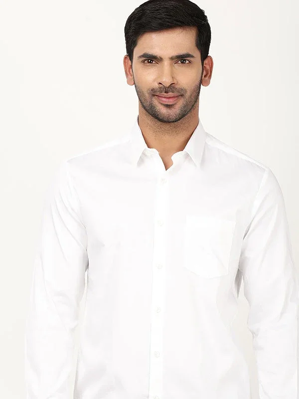 Men's Solid Full Sleeves Cotton Stretch Shirt - Image 37