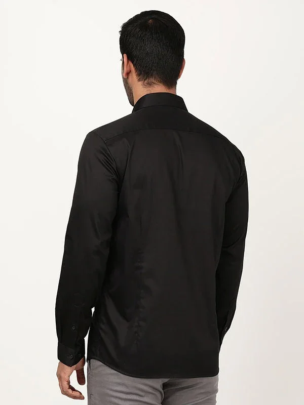 Men's Solid Full Sleeves Cotton Stretch Shirt - Image 5