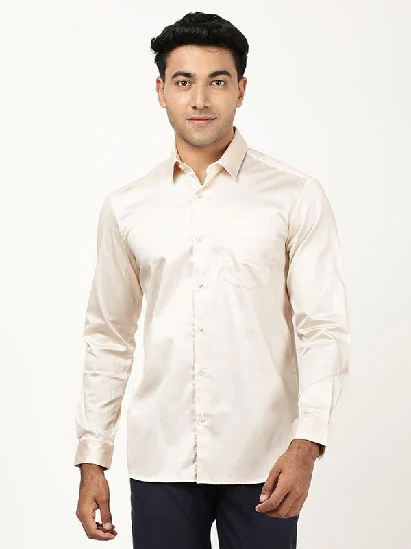 Men's Solid Full Sleeves Cotton Stretch Shirt - Image 6