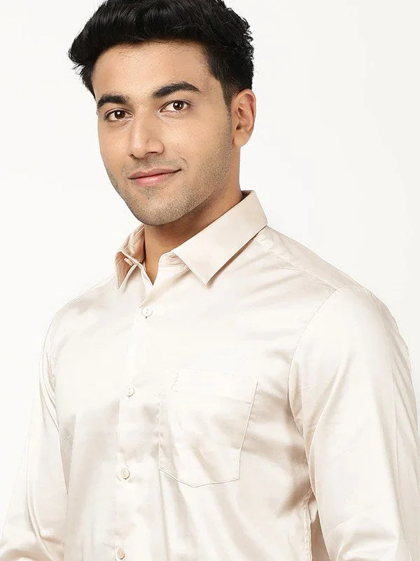 Men's Solid Full Sleeves Cotton Stretch Shirt - Image 7