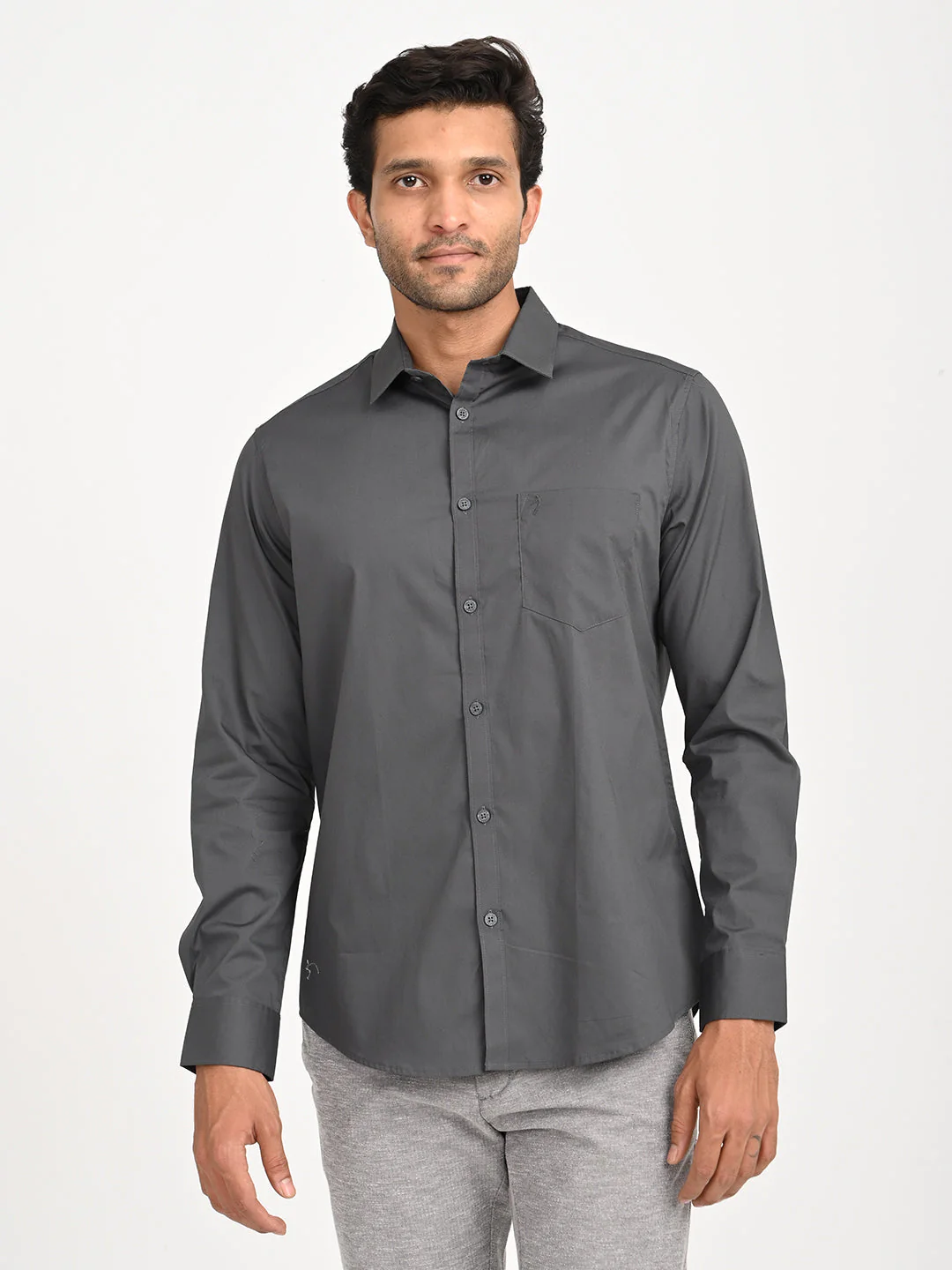 Men's Solid Full Sleeve Cotton Stretch Shirt