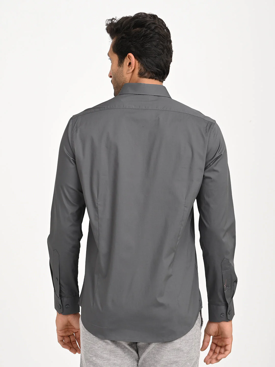 Men's Solid Full Sleeve Cotton Stretch Shirt - Image 4