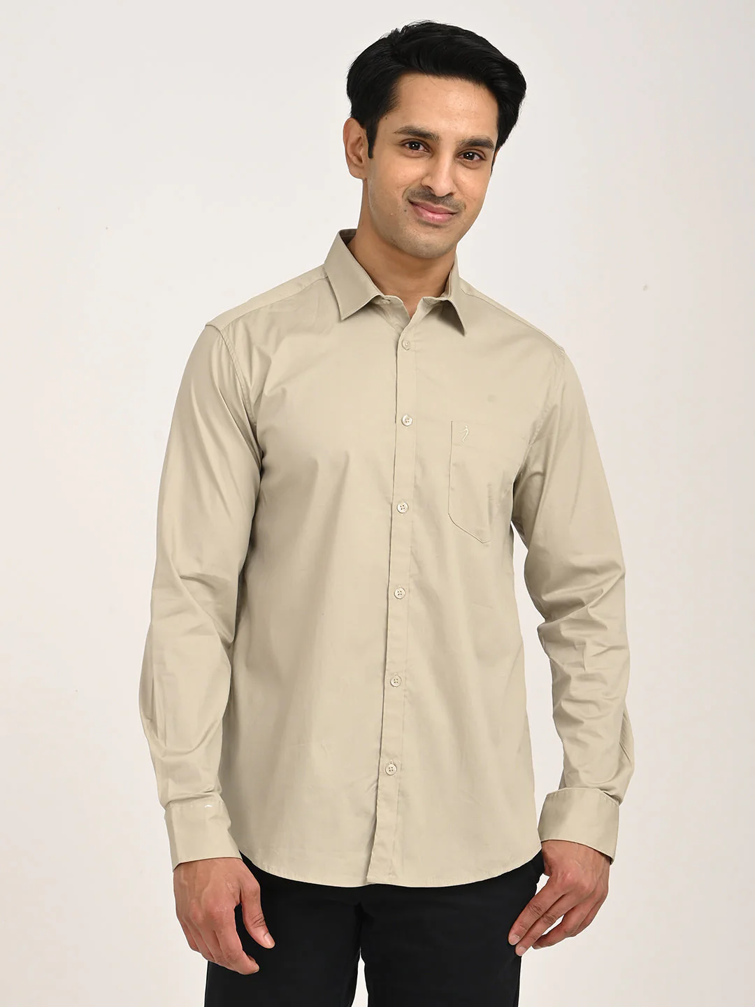 Men's Solid Full Sleeve Cotton Stretch Shirt - Image 7