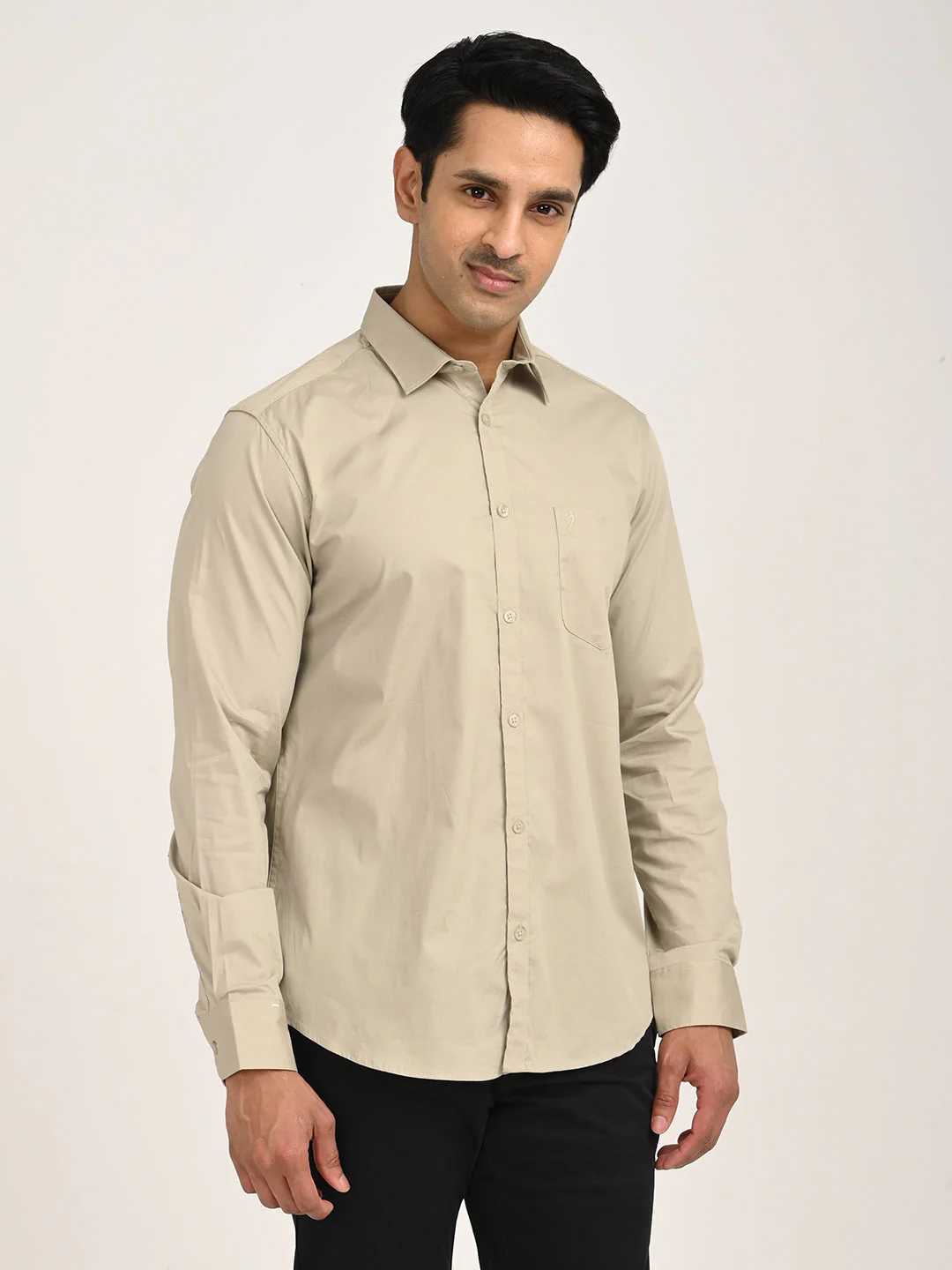 Men's Solid Full Sleeve Cotton Stretch Shirt - Image 9