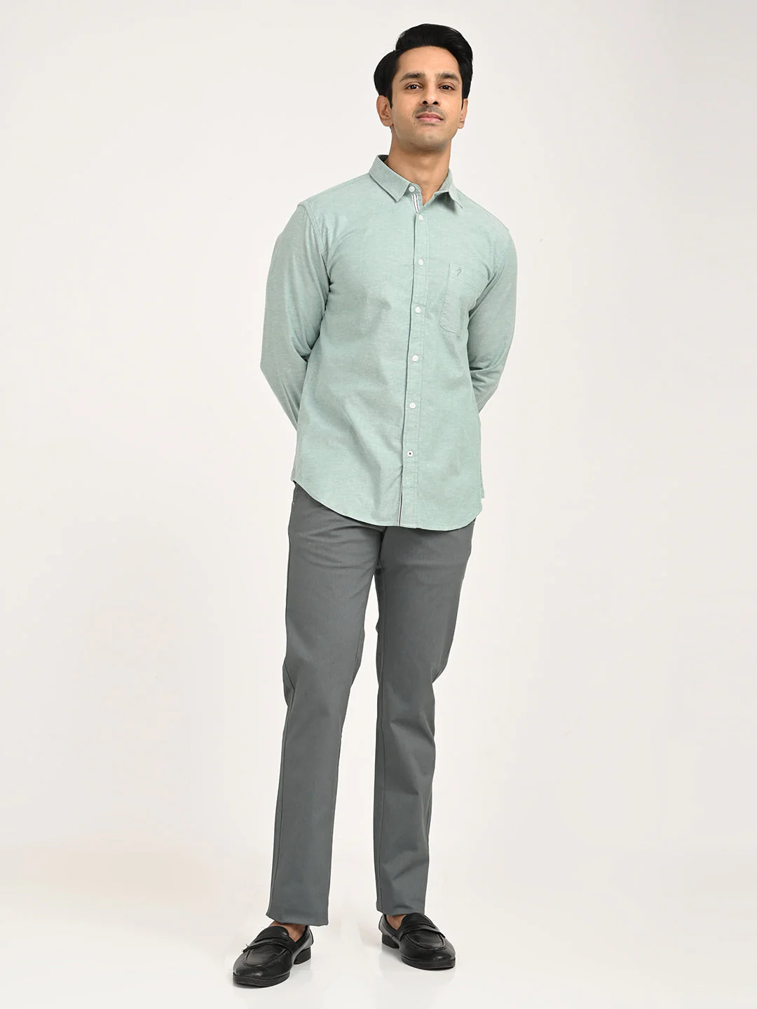 Men's Solid Full Sleeve Cotton Stretch Shirt - Image 12