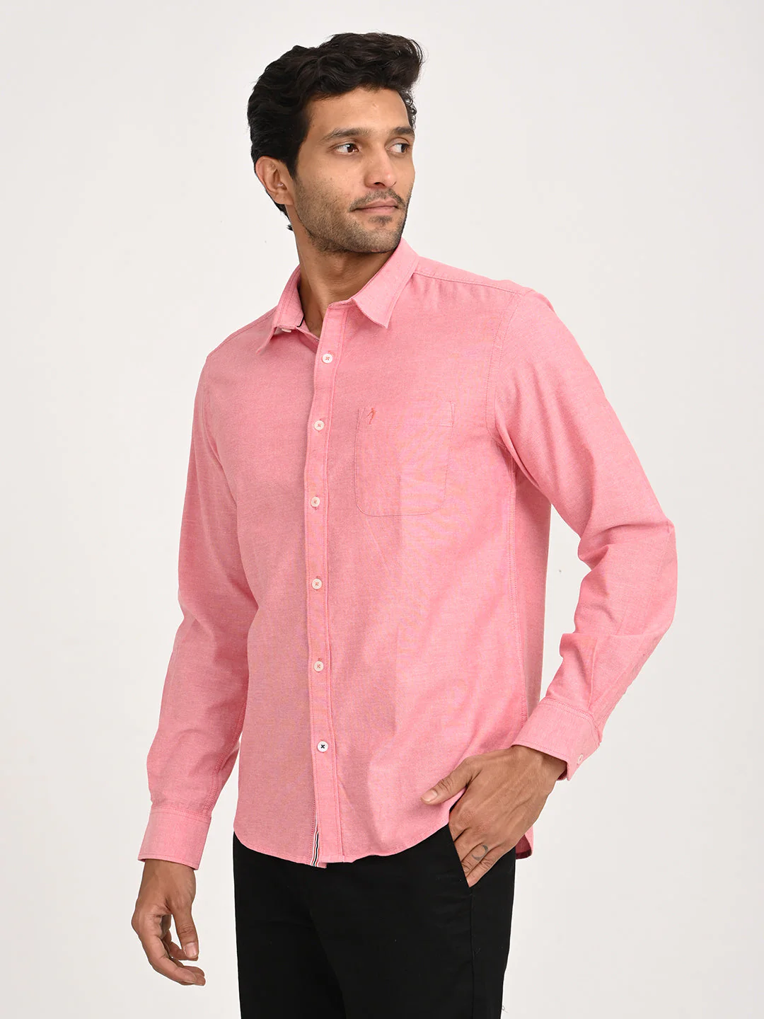 Men's Solid Full Sleeve Cotton Stretch Shirt - Image 14