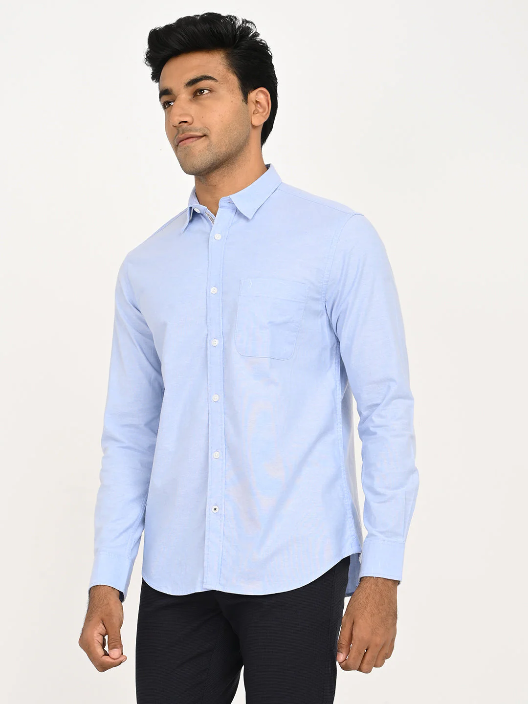 Men's Solid Full Sleeve Cotton Stretch Shirt - Image 2