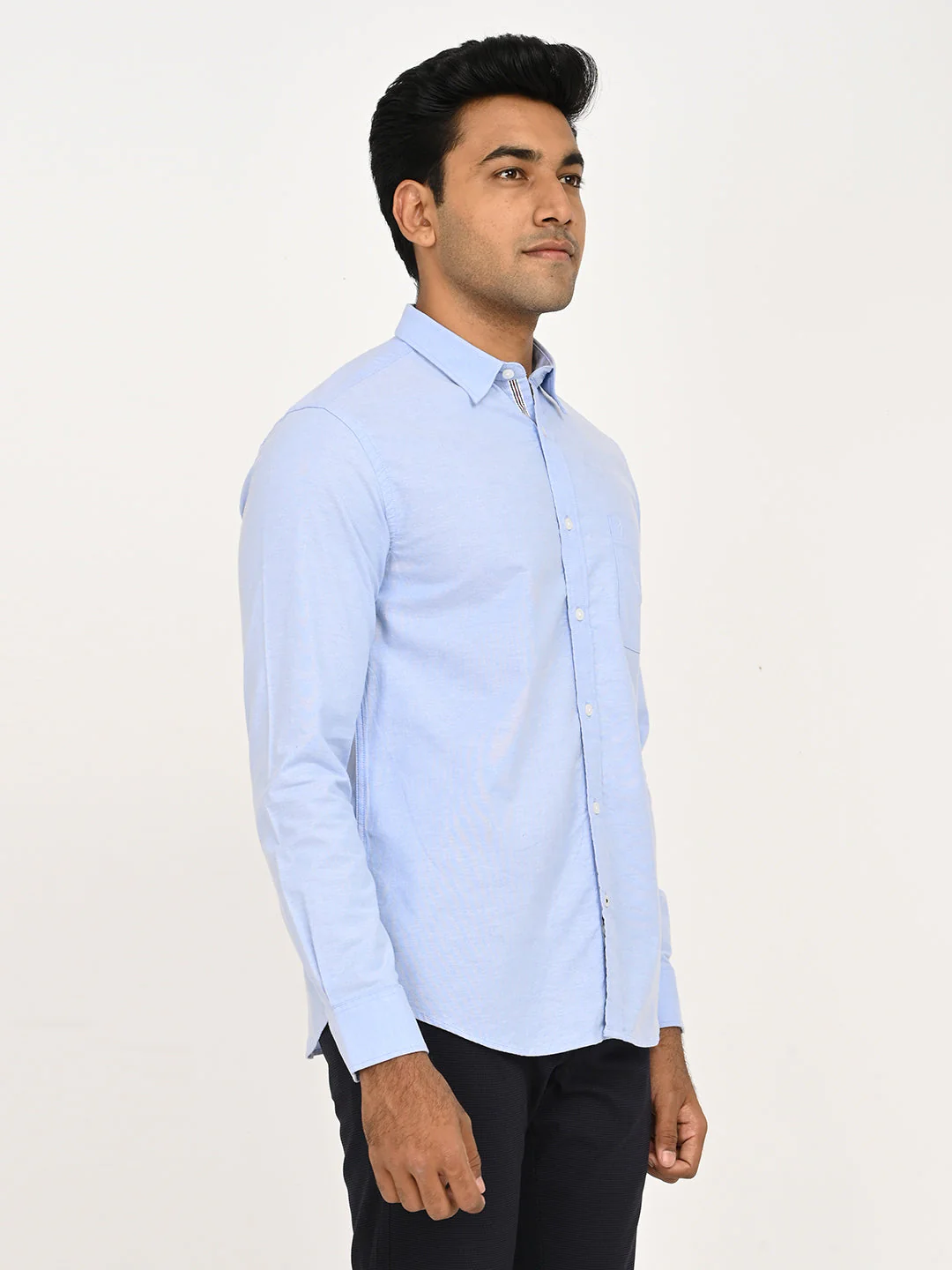Men's Solid Full Sleeve Cotton Stretch Shirt - Image 3
