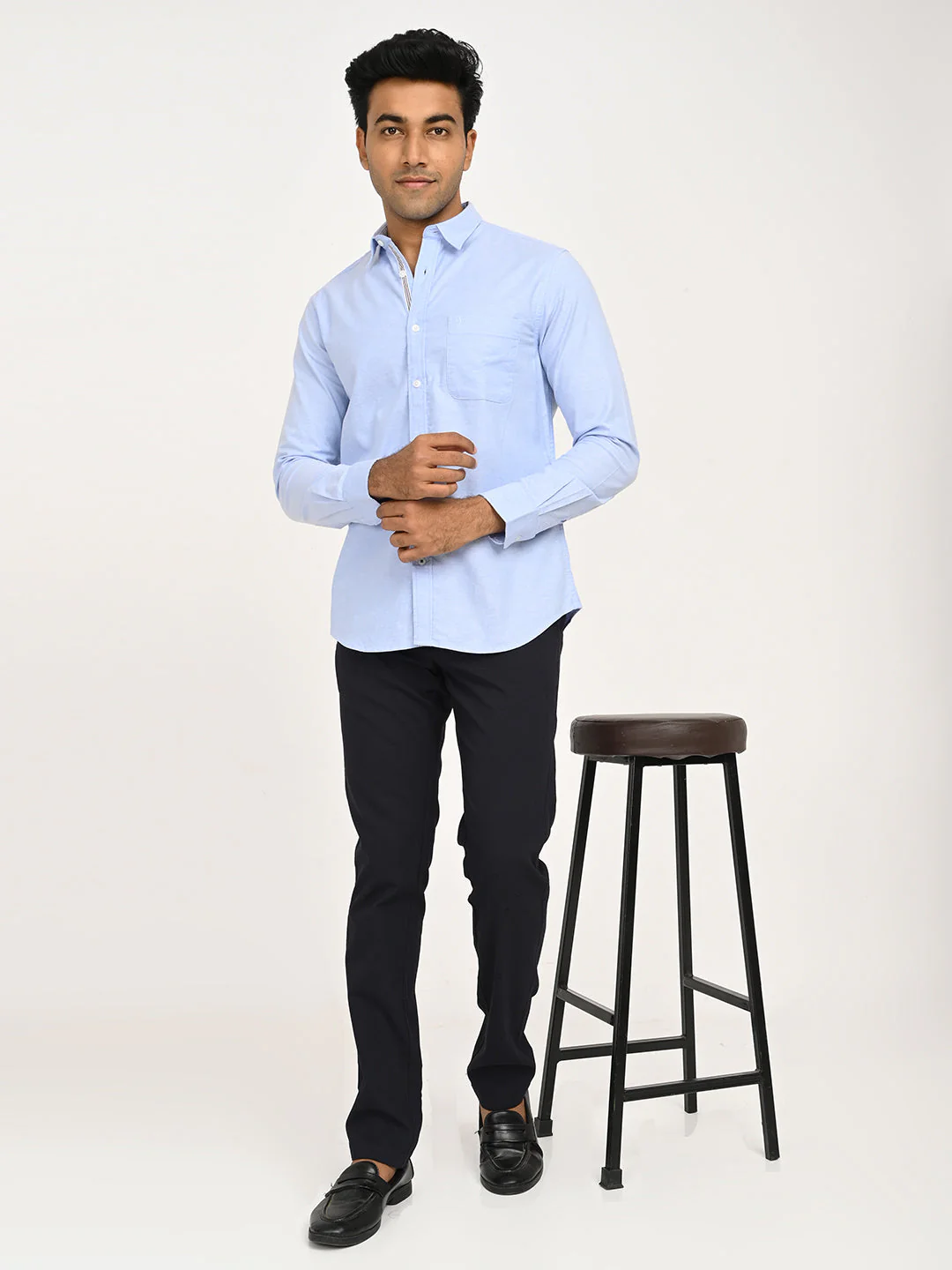 Men's Solid Full Sleeve Cotton Stretch Shirt - Image 6