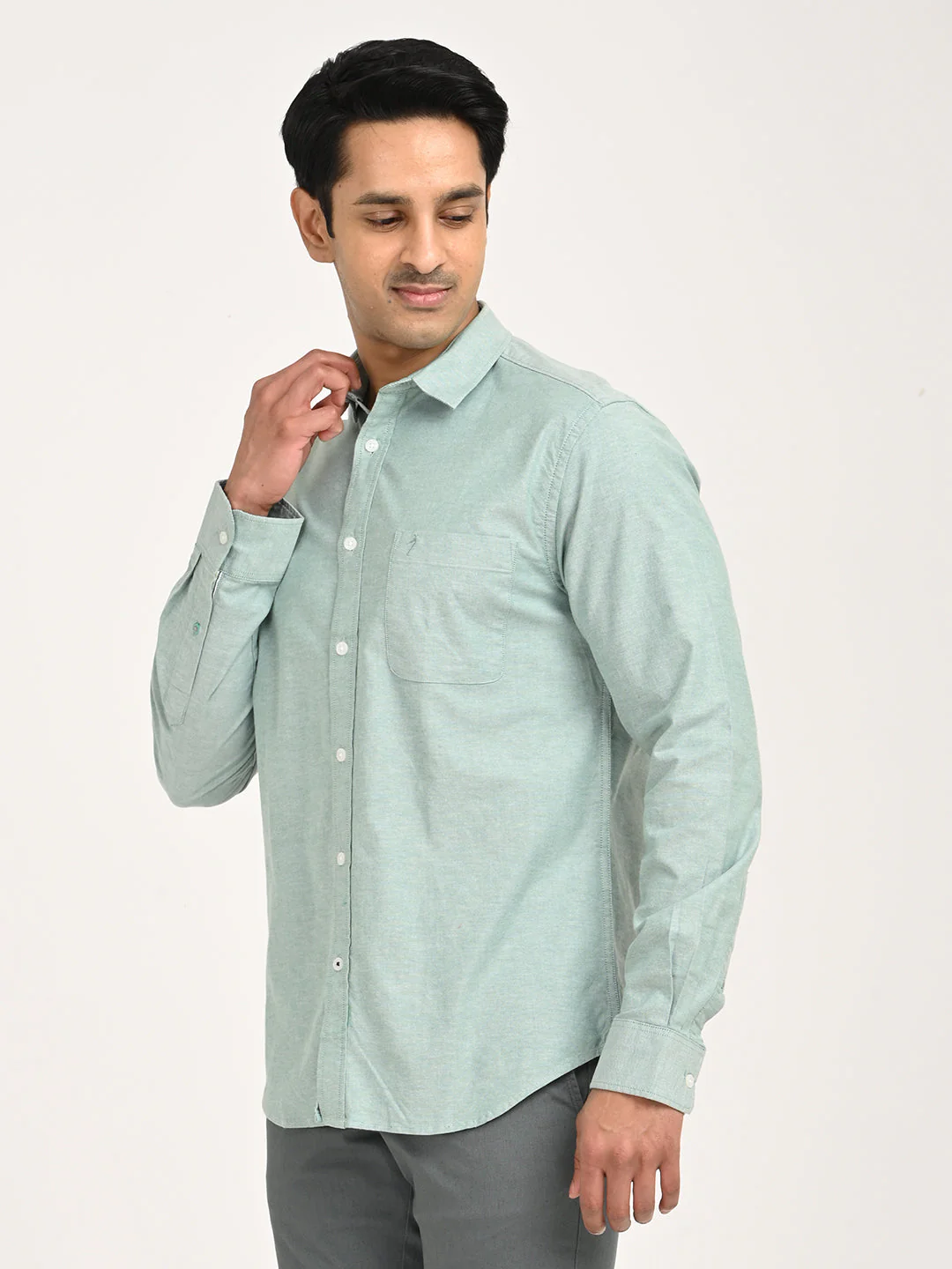 Men's Solid Full Sleeve Cotton Stretch Shirt - Image 8