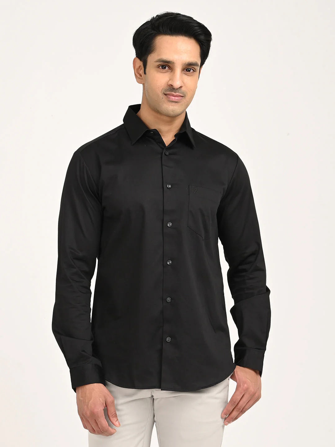 Men's Solid Full Sleeve Cotton Stretch Shirt
