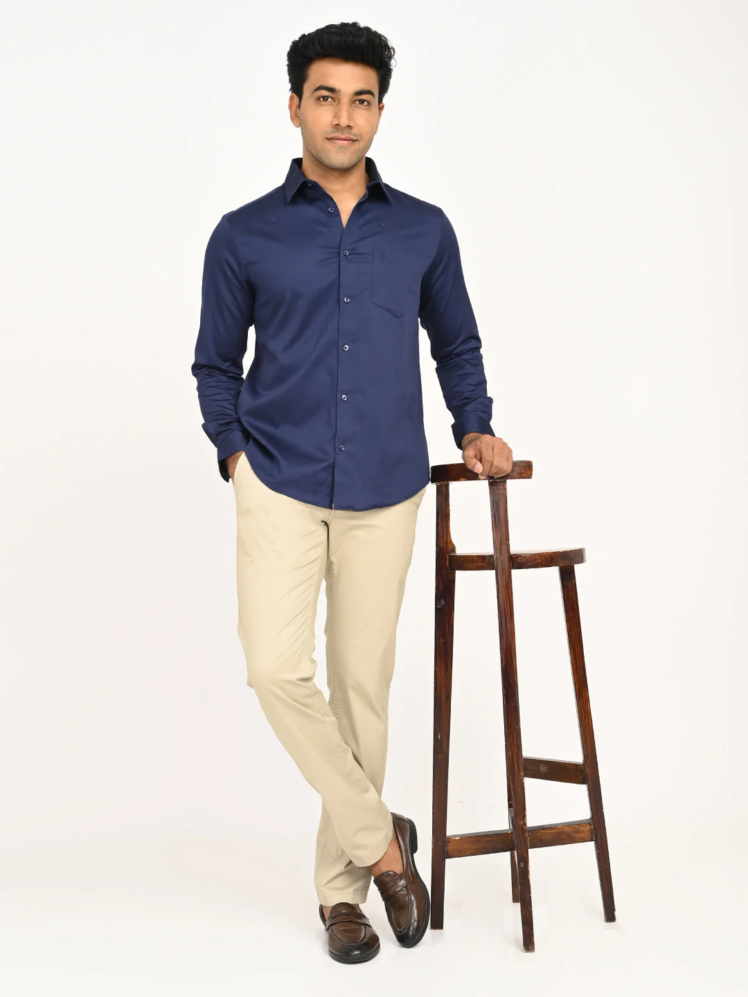 Men's Solid Full Sleeve Cotton Stretch Shirt - Image 12