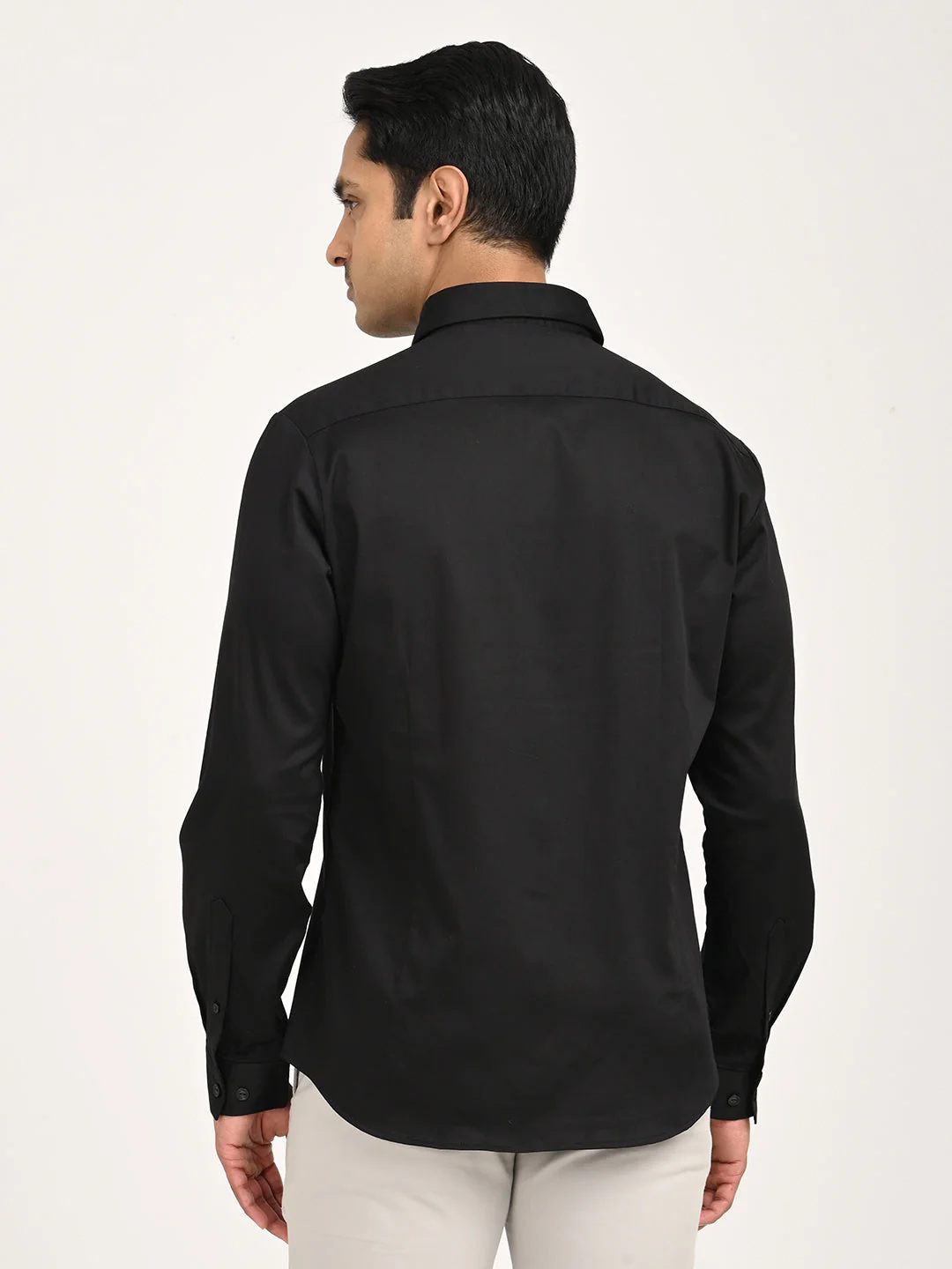 Men's Solid Full Sleeve Cotton Stretch Shirt - Image 4