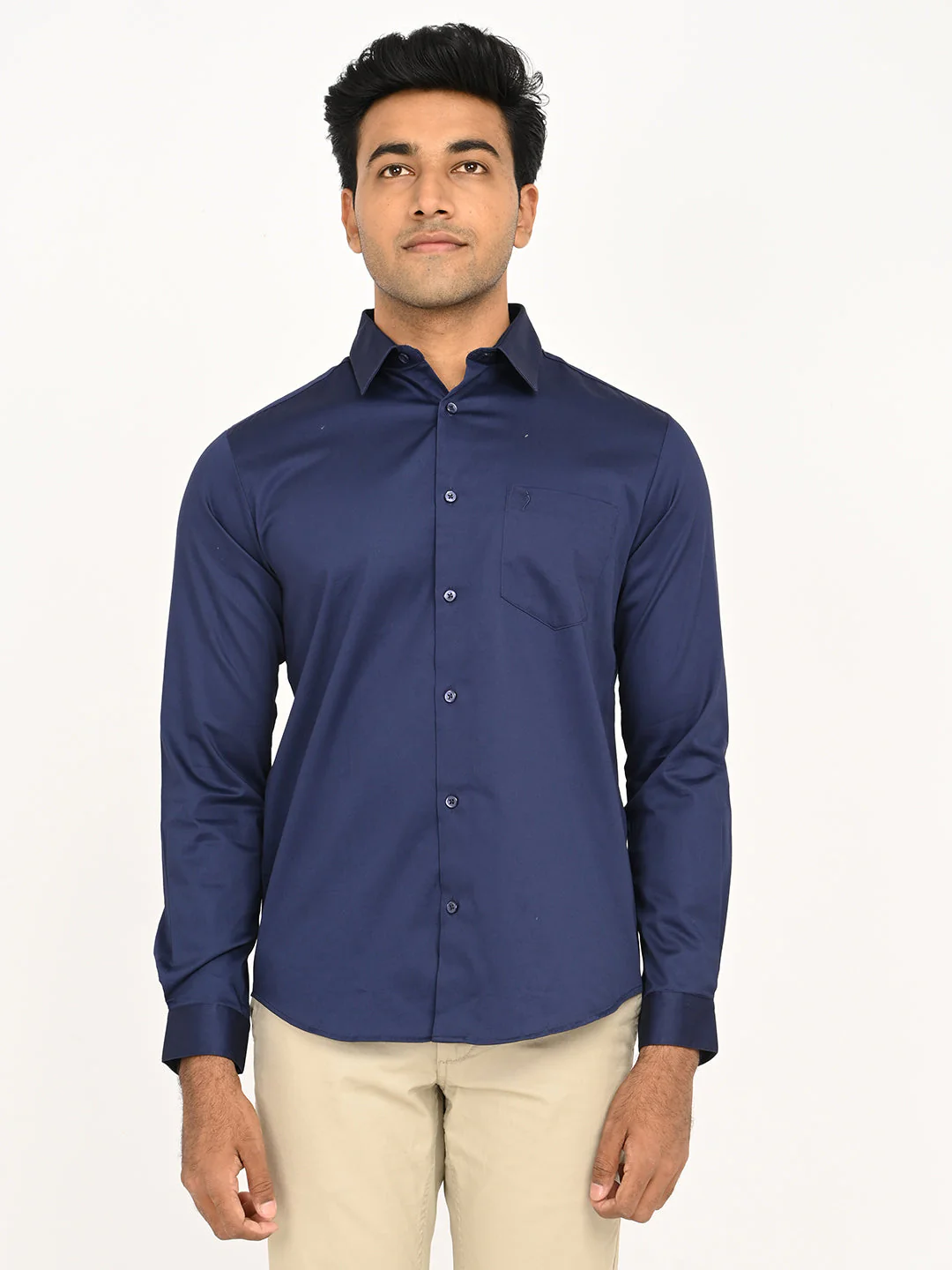 Men's Solid Full Sleeve Cotton Stretch Shirt - Image 7