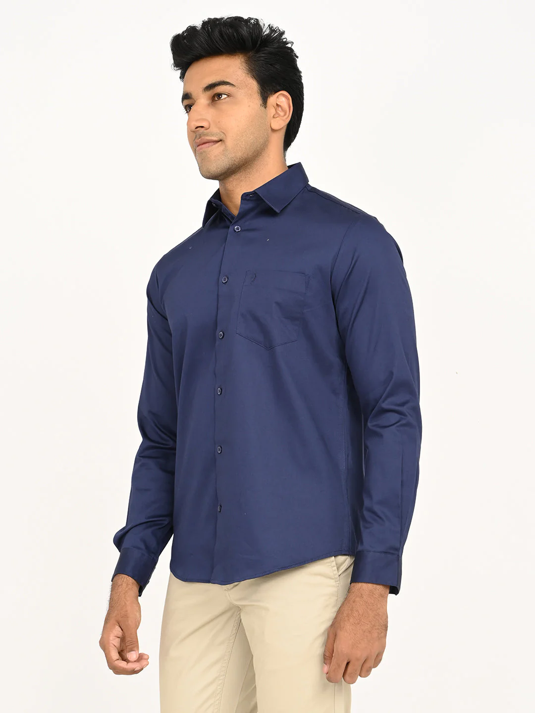 Men's Solid Full Sleeve Cotton Stretch Shirt - Image 8