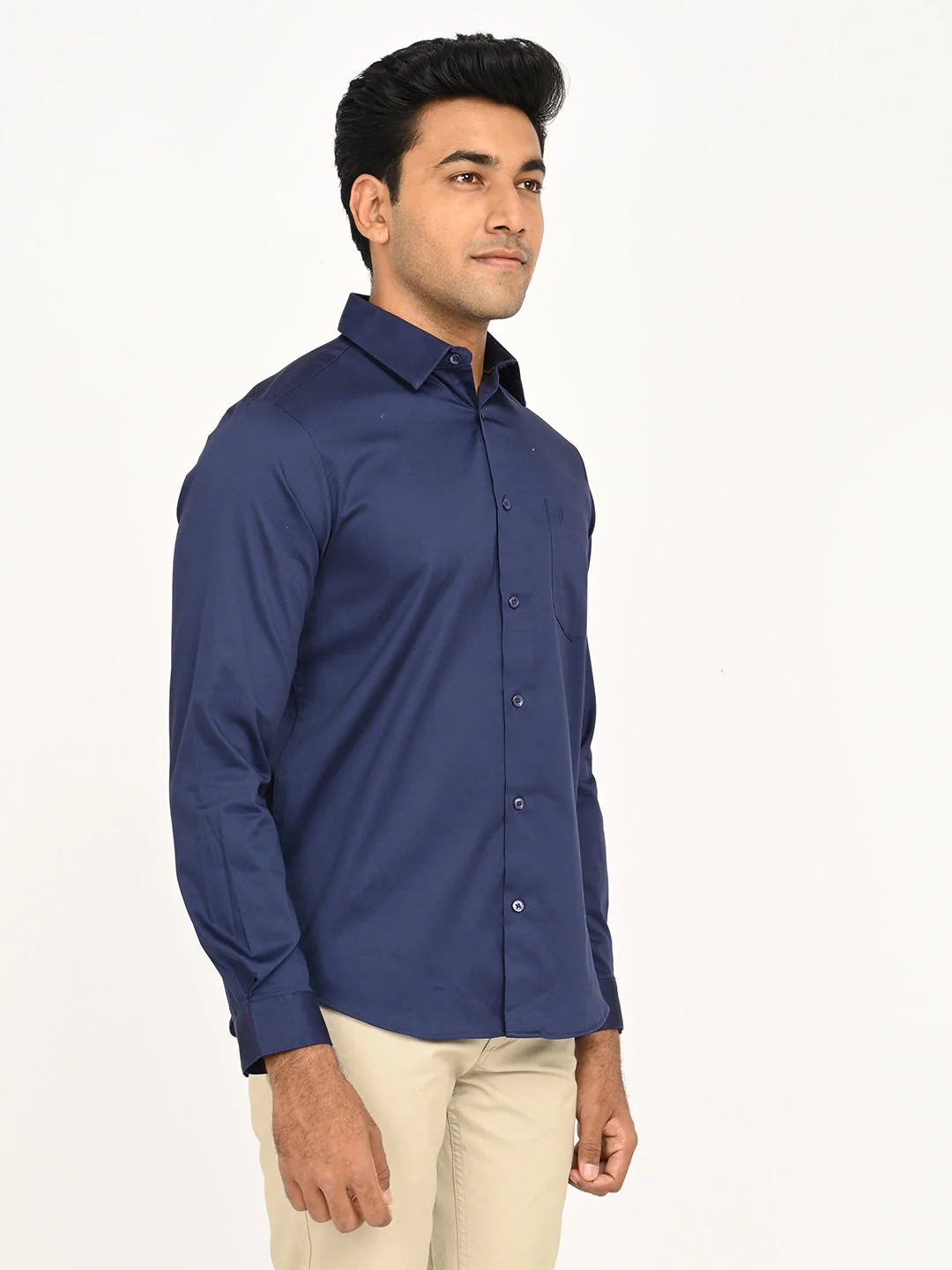Men's Solid Full Sleeve Cotton Stretch Shirt - Image 9