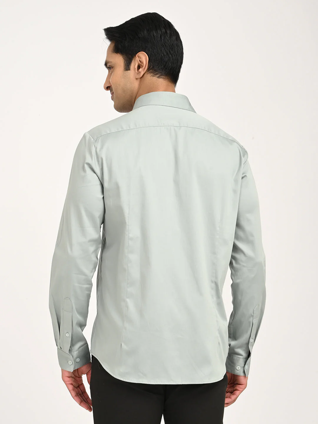 Men's Solid Full Sleeve Cotton Stretch Shirt - Image 10
