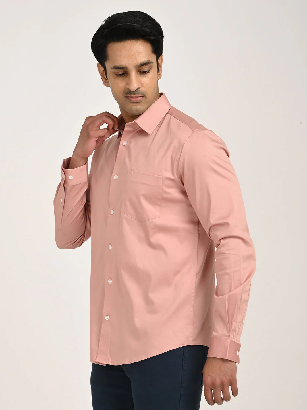 Men's Solid Full Sleeve Cotton Stretch Shirt - Image 14