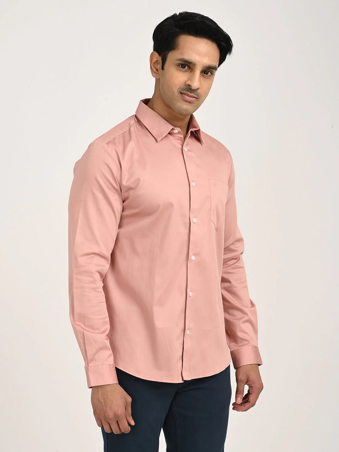 Men's Solid Full Sleeve Cotton Stretch Shirt - Image 15