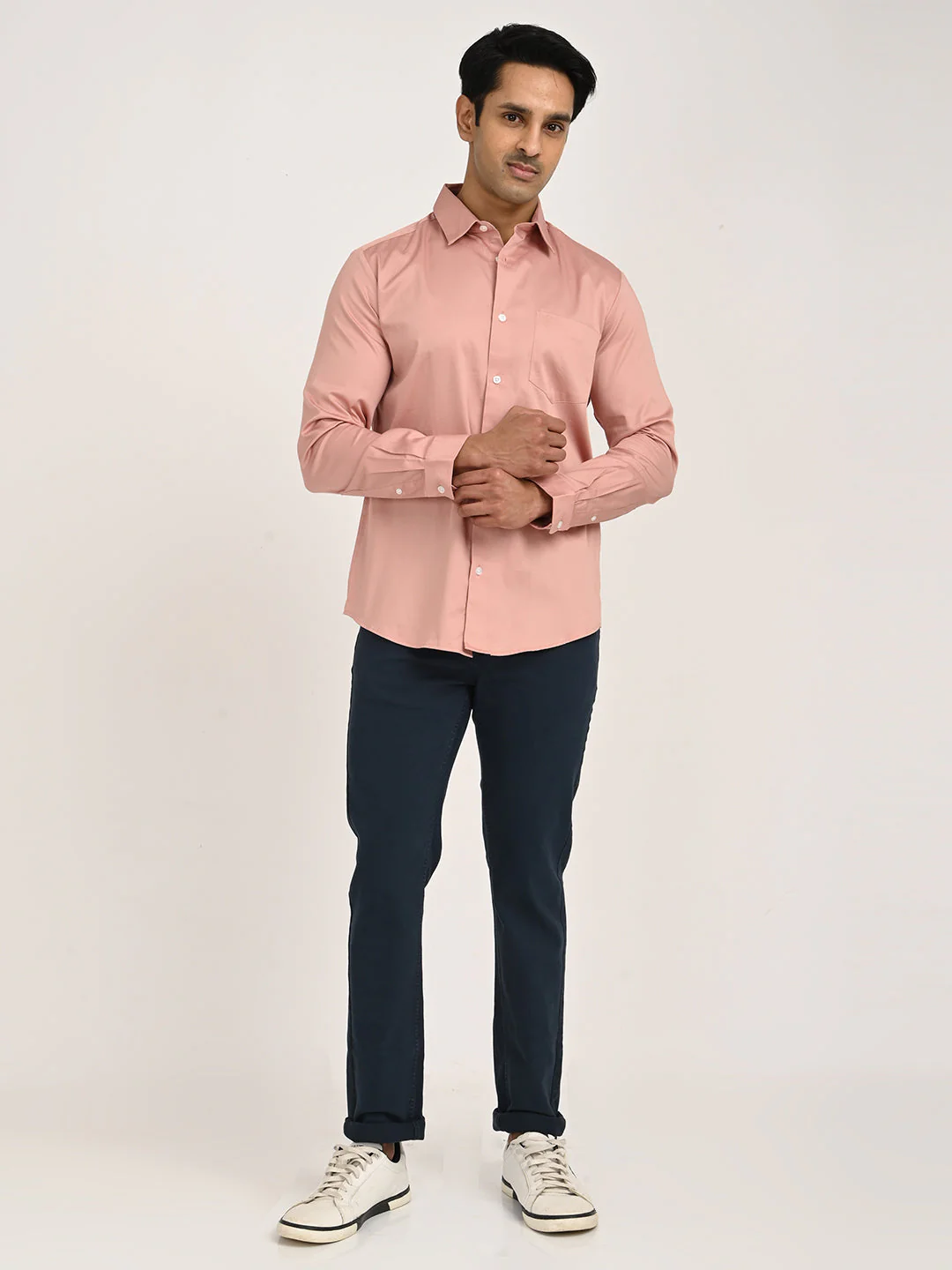 Men's Solid Full Sleeve Cotton Stretch Shirt - Image 18