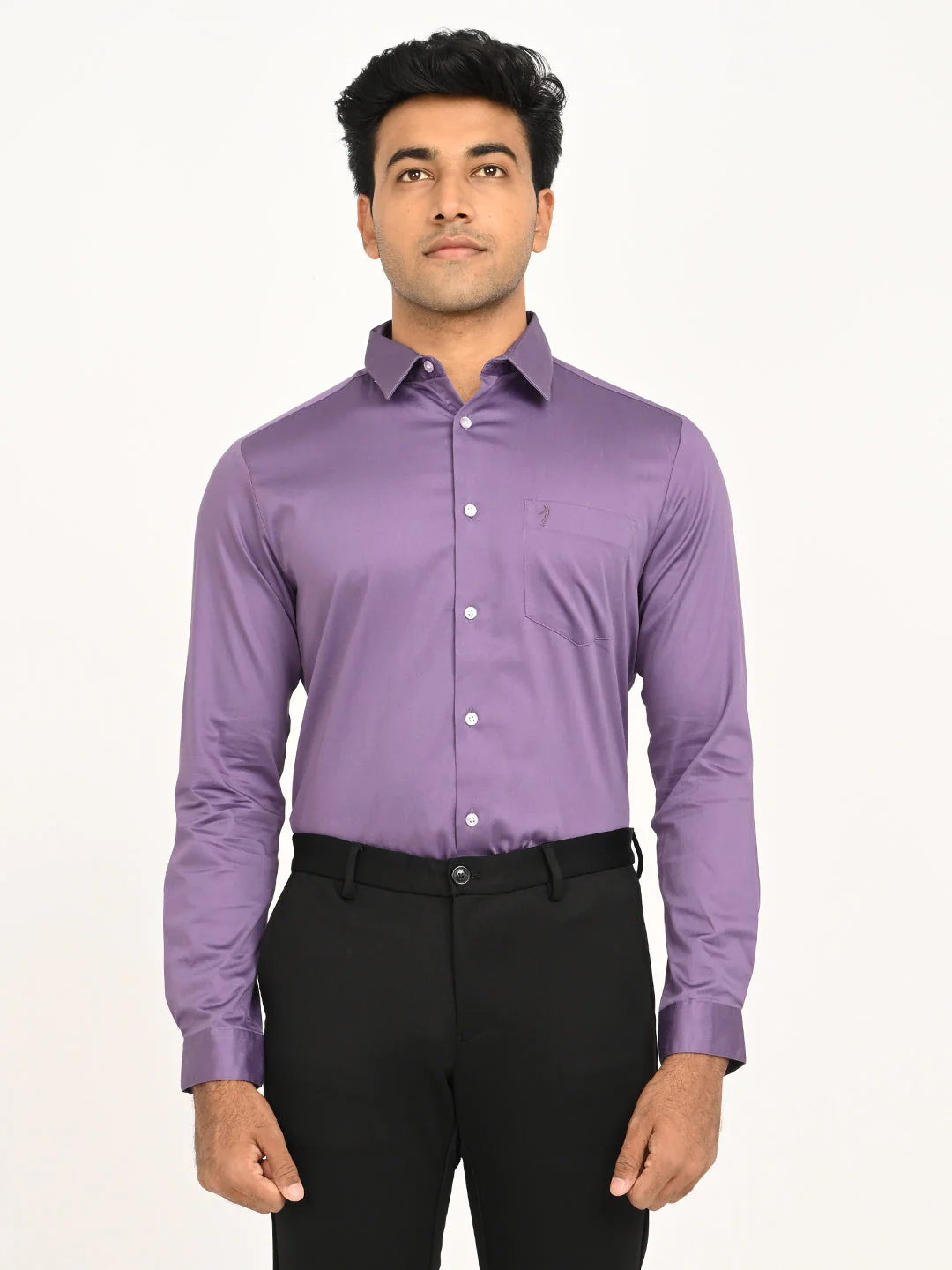 Men's Solid Full Sleeve Cotton Stretch Shirt - Image 19