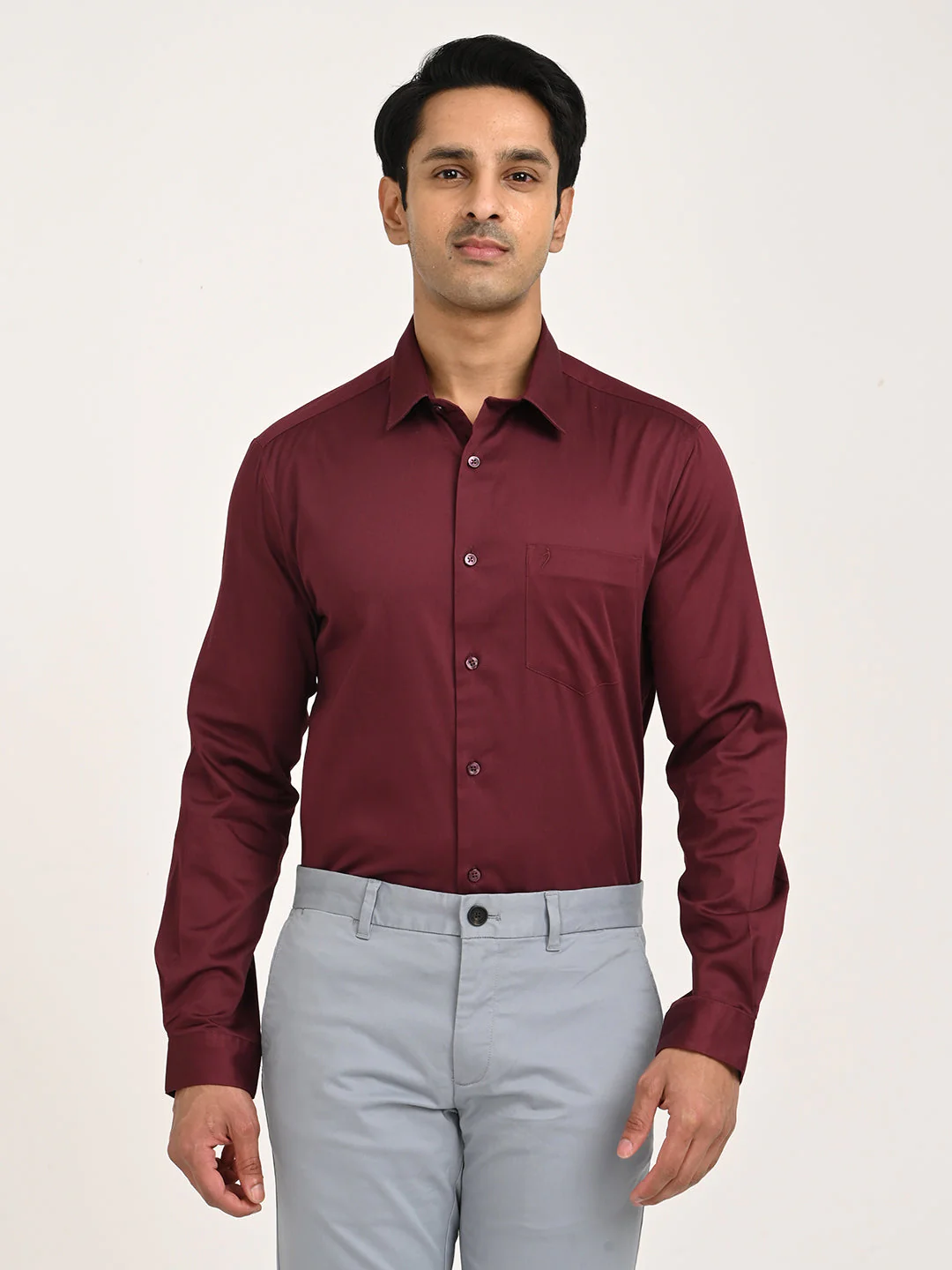 Men's Solid Full Sleeve Cotton Stretch Shirt - Image 25