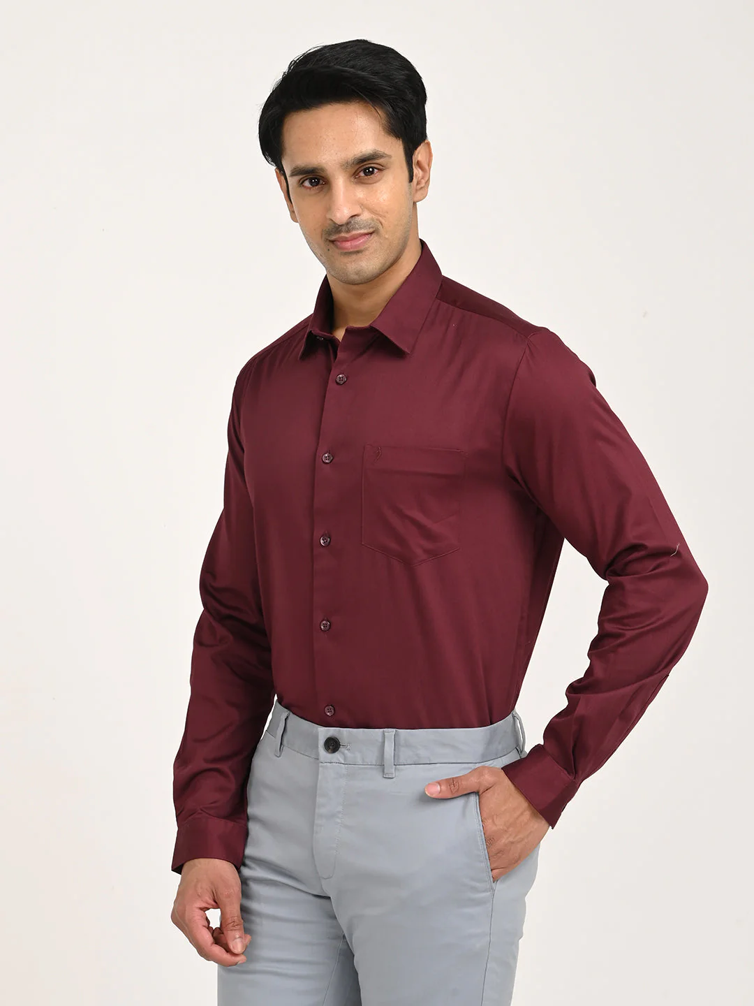 Men's Solid Full Sleeve Cotton Stretch Shirt - Image 26
