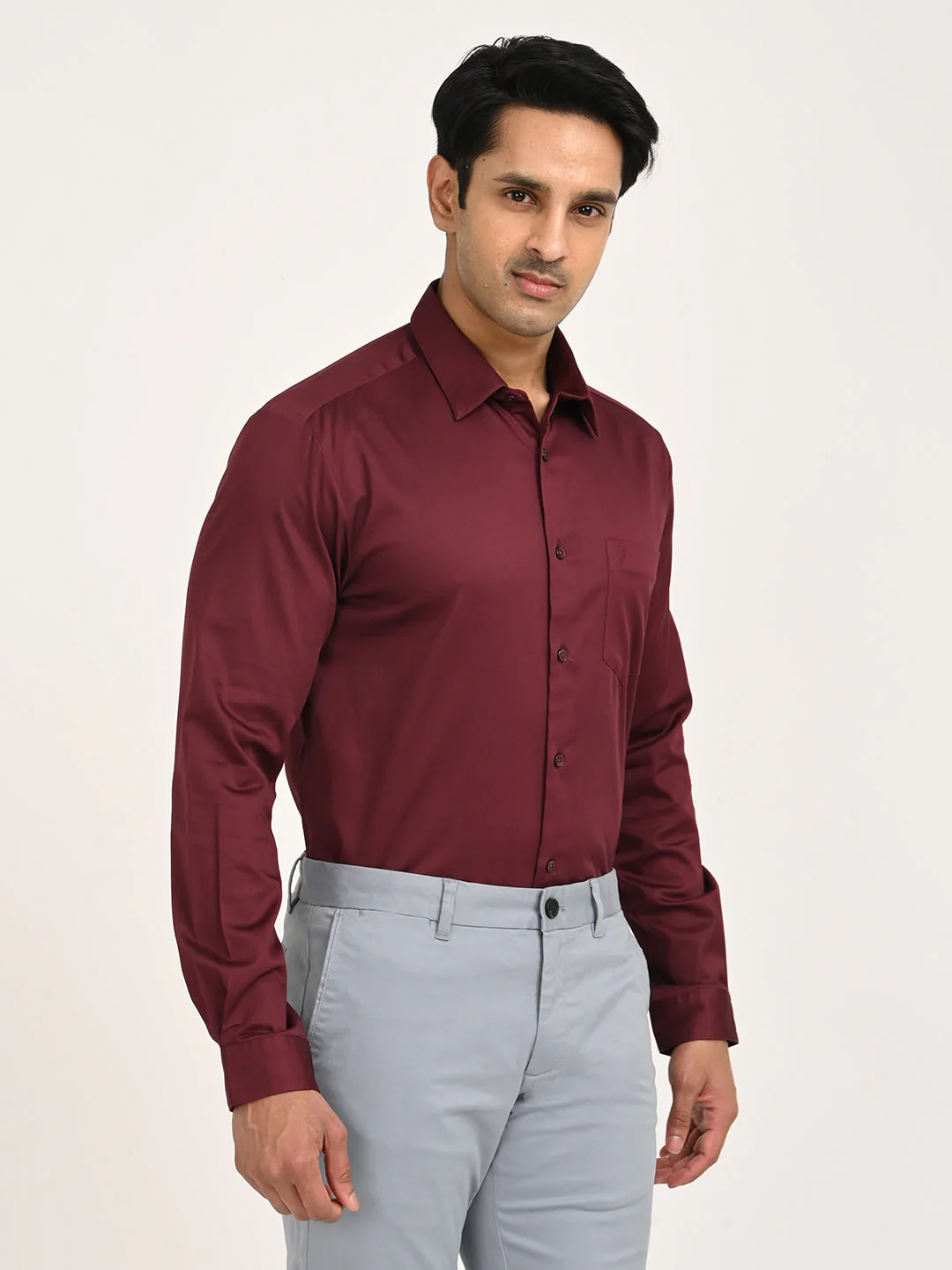 Men's Solid Full Sleeve Cotton Stretch Shirt - Image 27