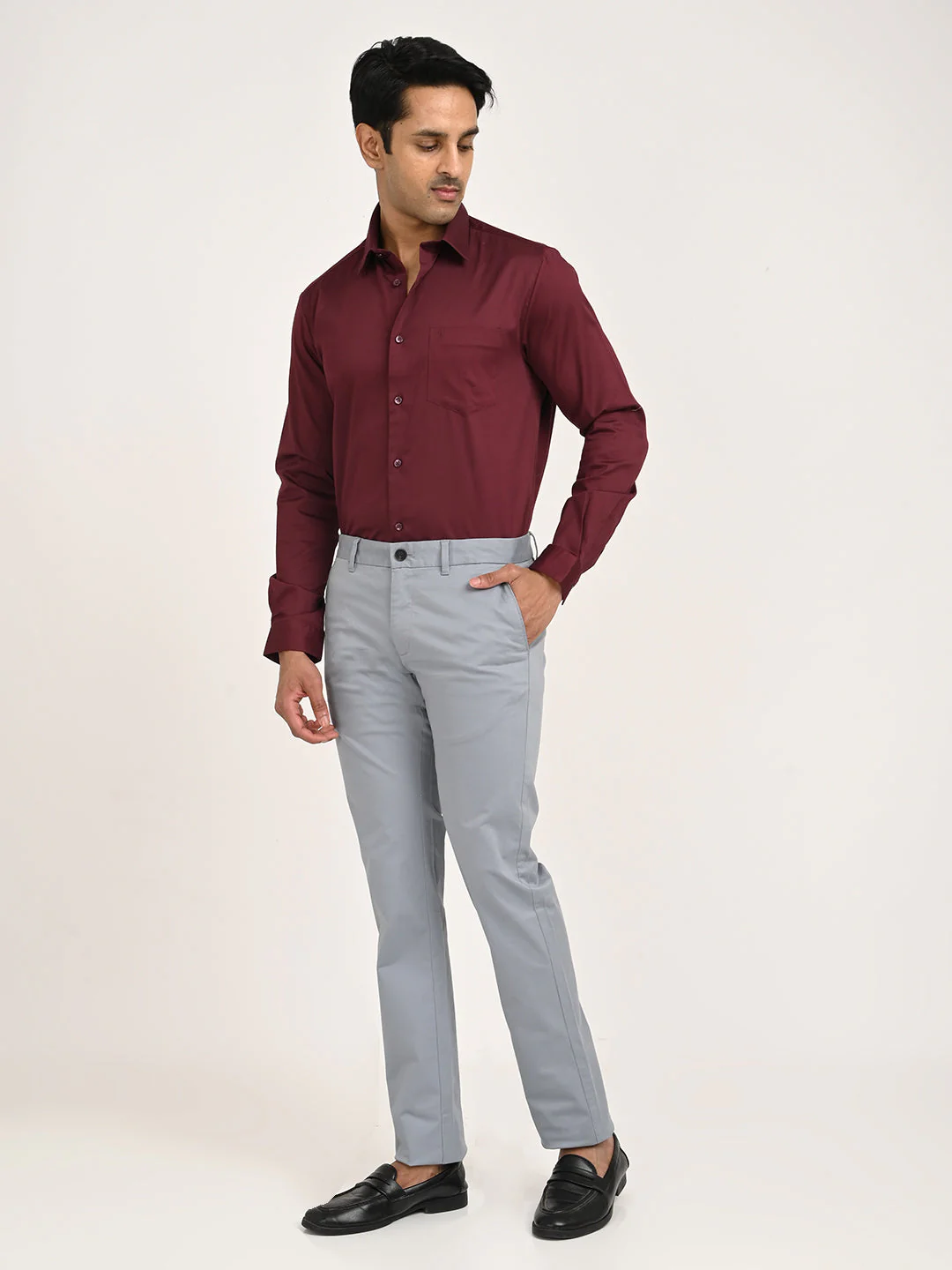 Men's Solid Full Sleeve Cotton Stretch Shirt - Image 30