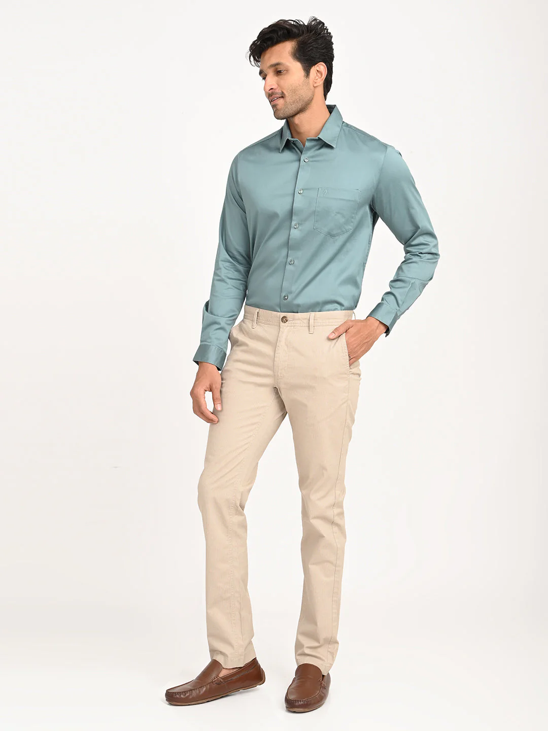 Men's Solid Full Sleeve Cotton Stretch Shirt - Image 6