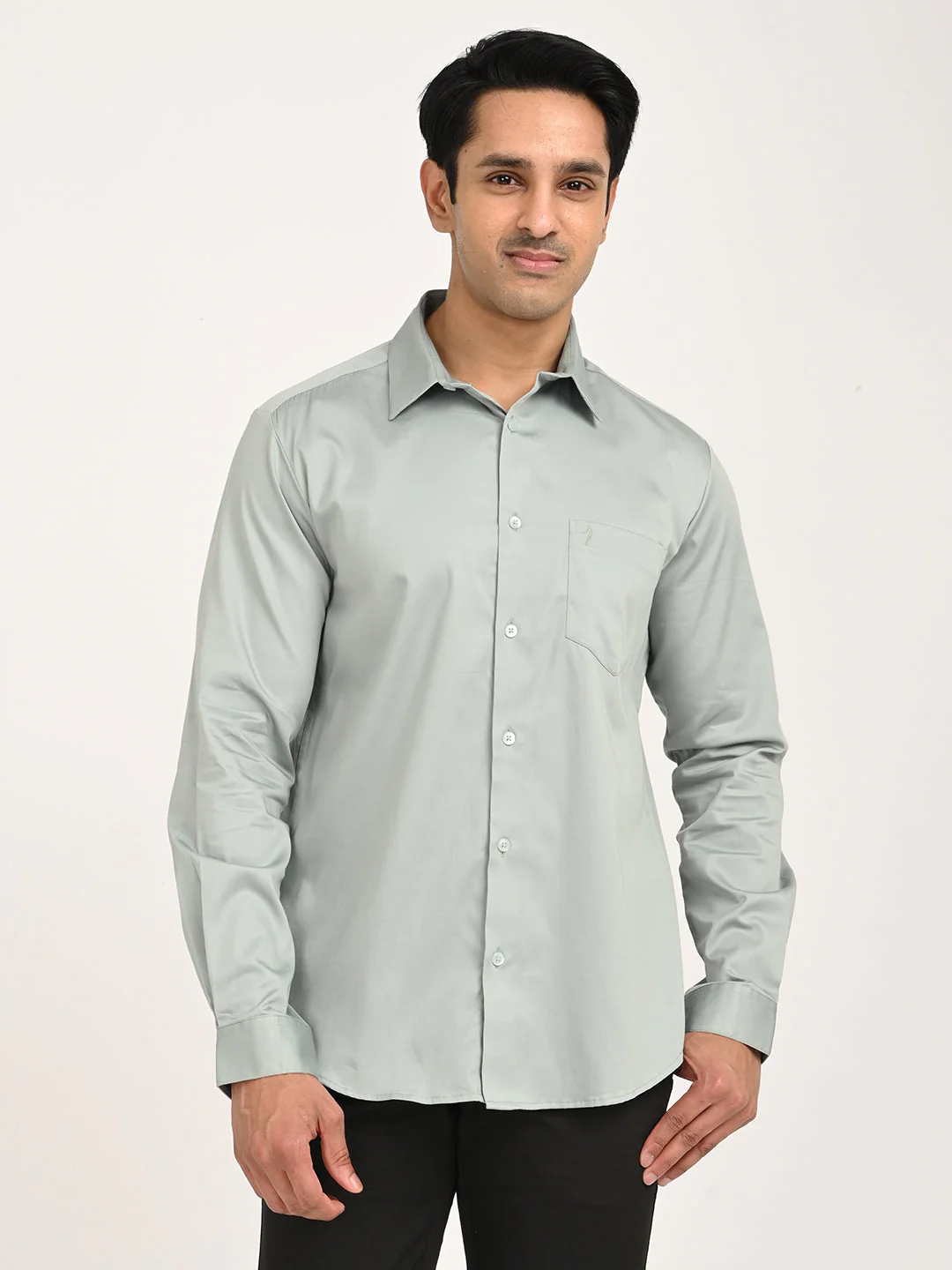 Men's Solid Full Sleeve Cotton Stretch Shirt - Image 7