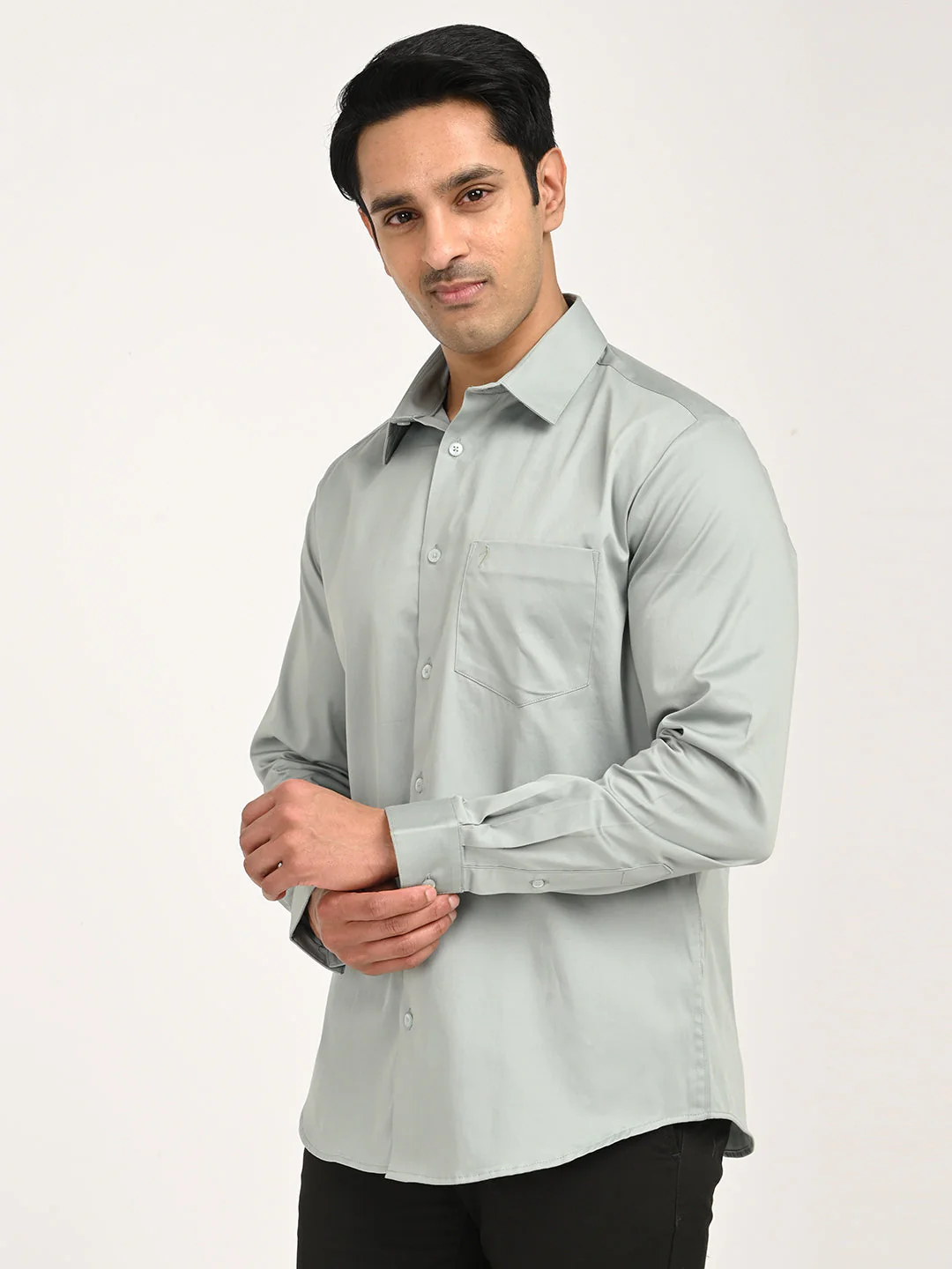 Men's Solid Full Sleeve Cotton Stretch Shirt - Image 8