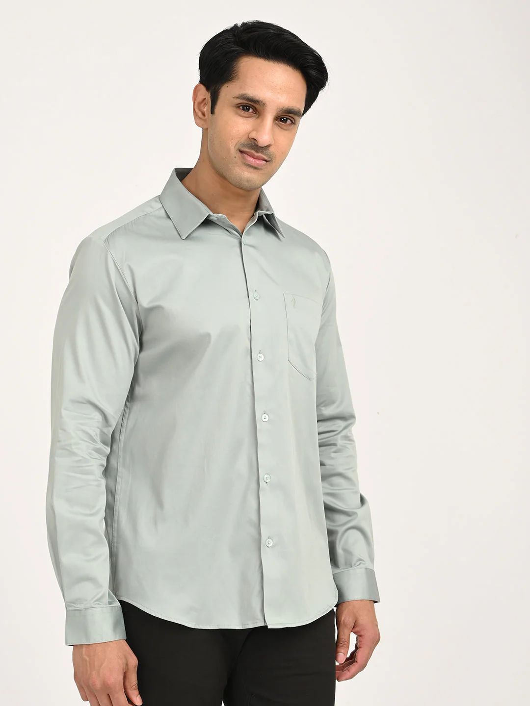 Men's Solid Full Sleeve Cotton Stretch Shirt - Image 9