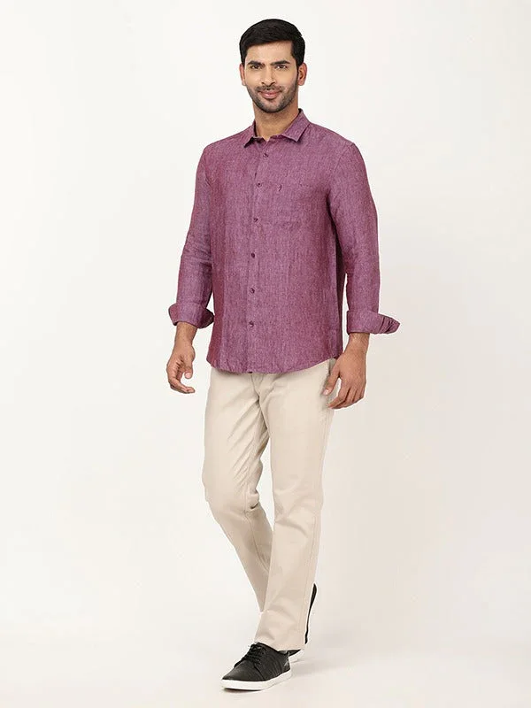 Men's Solid Full Sleeves Linen Shirt - Image 14