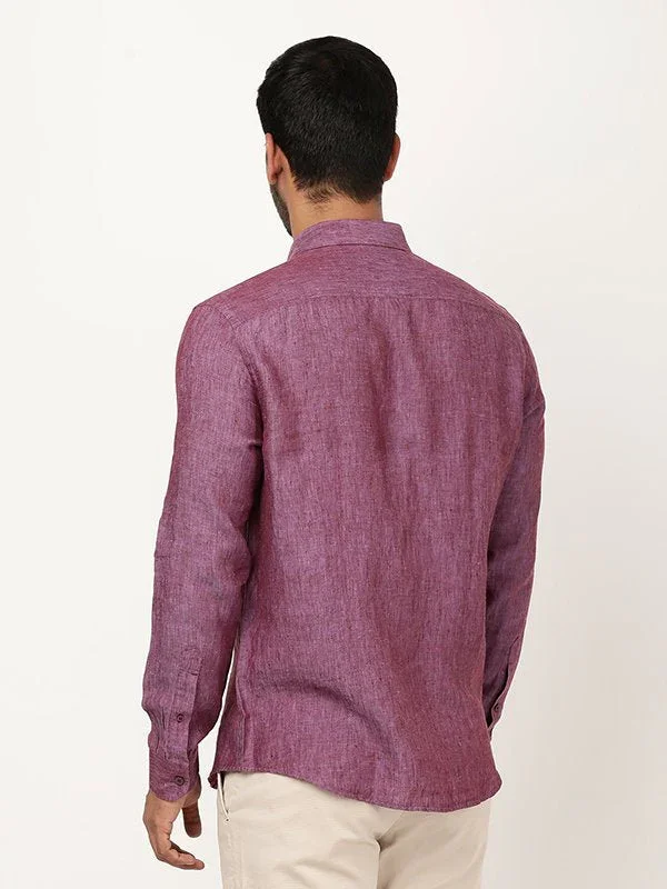 Men's Solid Full Sleeves Linen Shirt - Image 15