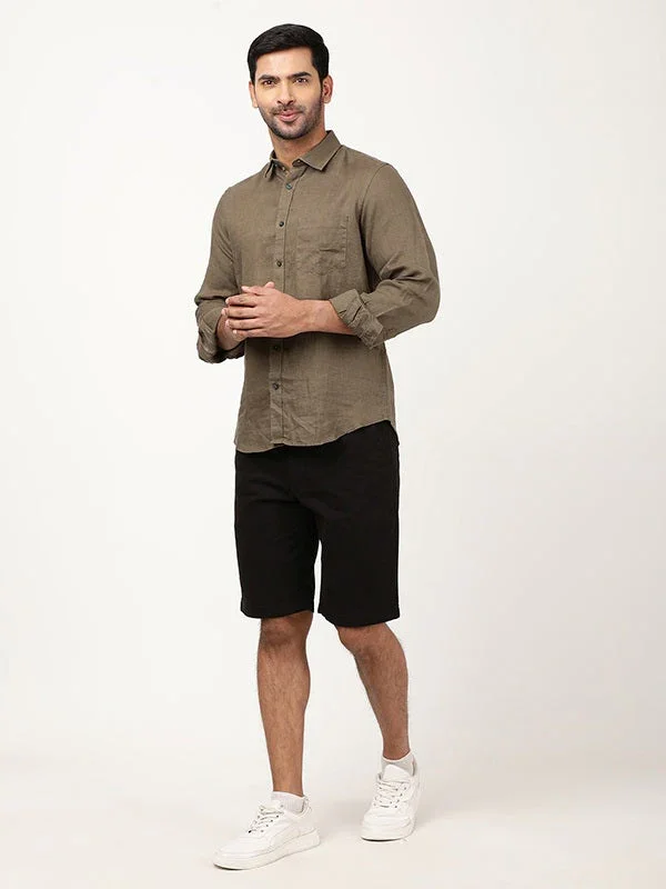 Men's Solid Full Sleeves Linen Shirt - Image 4