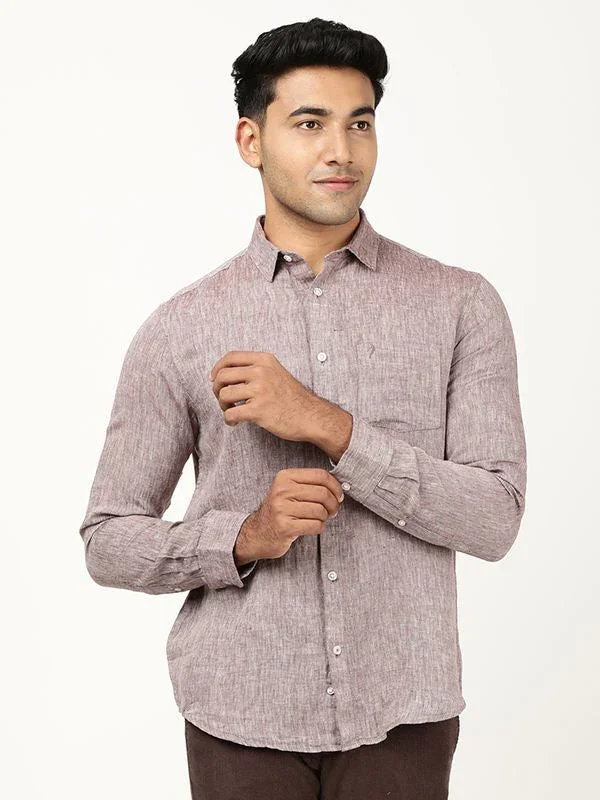 Men's Solid Full Sleeves Linen Shirt - Image 6