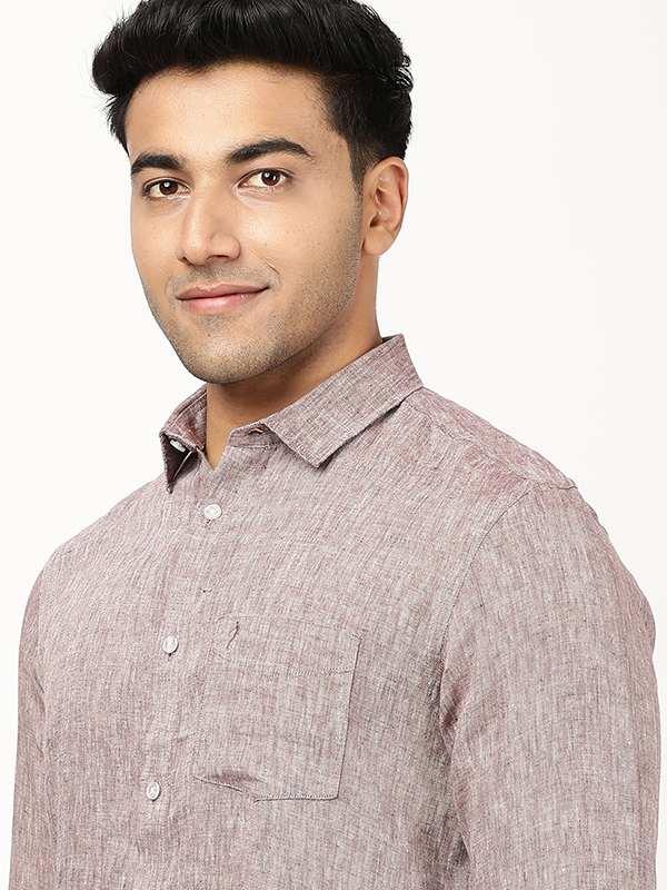 Men's Solid Full Sleeves Linen Shirt - Image 7